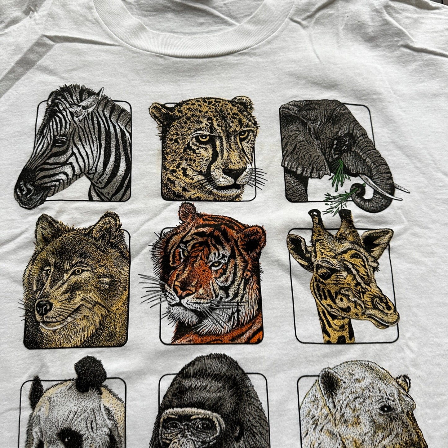 Anvil 90s Zoo Animals Cheetah Tigers Panda Vintage T Shirt Single Stitch 1990s