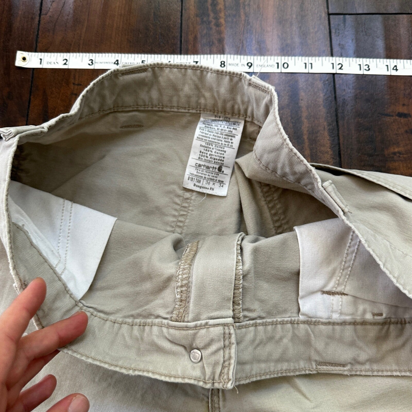 Carhartt B161 Straight Leg Work Men's Size 36x34 Tan Dungaree Fit Pants