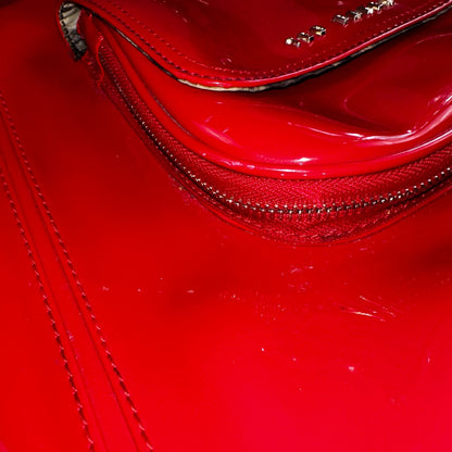 Ted Baker Red Patent Leather Quilted Large Stitch Tote Bag Purse Statement Y2K