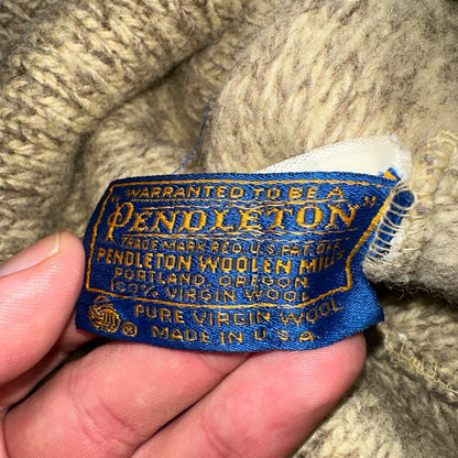 Vintage PENDELTON 100% Virgin Wool Oatmeal Beige Knit Hat Beanie USA Unisex