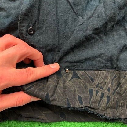 CH Carolina Herrera Black Flower Floral Button Down Dress Shirt Mens Rough VTG