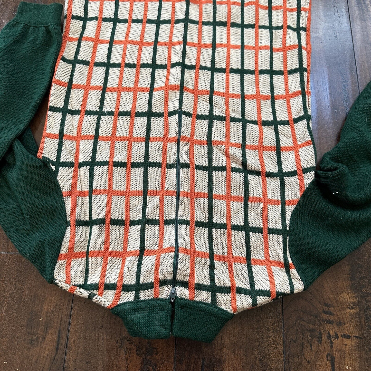 Silverworm Vintage Rockabilly Orange Green Dress Sweater 1960s 60s Checker
