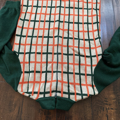Silverworm Vintage Rockabilly Orange Green Dress Sweater 1960s 60s Checker