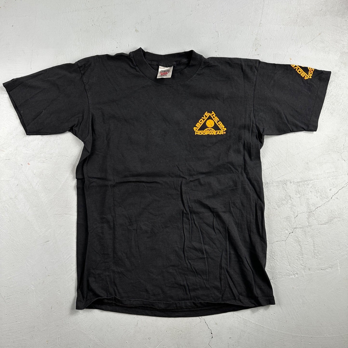 Oneita Above The Rim Hoopwear VTG T Shirt 90s Black Basketball Graphic XL Rap