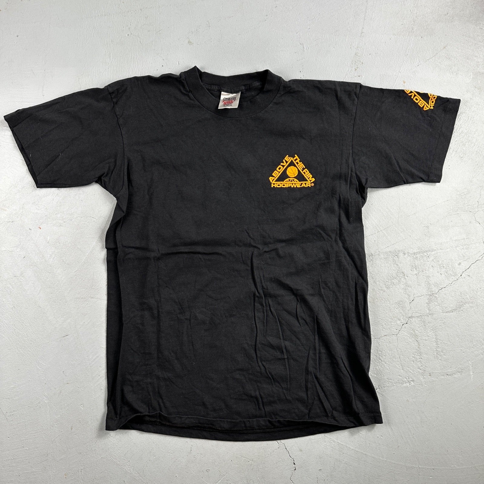 Oneita Above The Rim Hoopwear VTG T Shirt 90s Black Basketball Graphic XL Rap