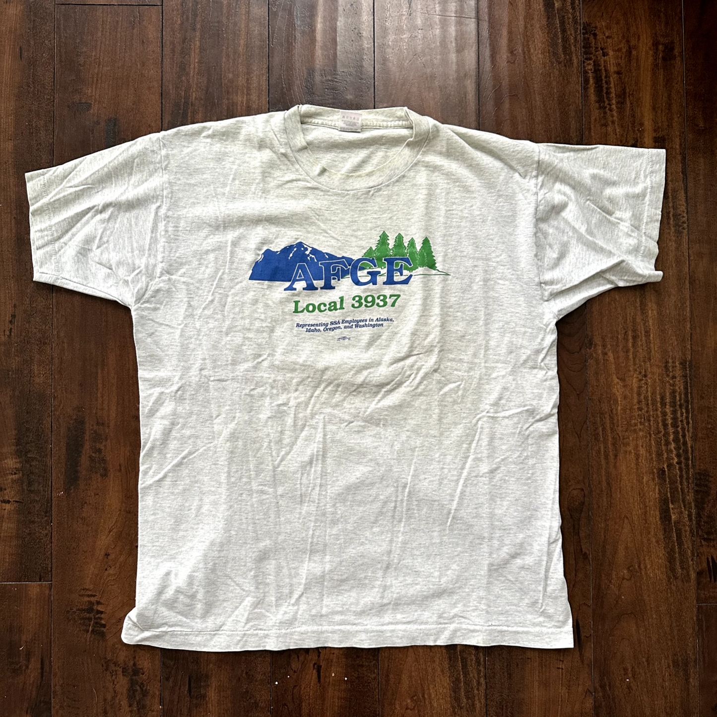 AFGE Vintage T Shirt Oregon Washington Running Local 3937 Gray Single Stitch