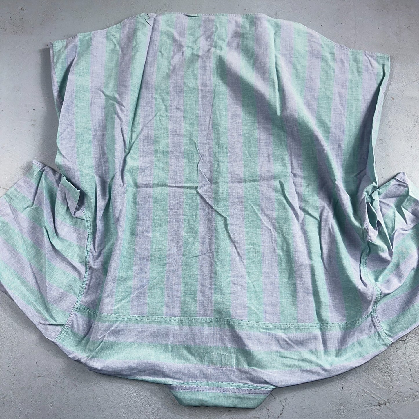 VTG 80s Campus Blue Green Boxy 3XL Short Sleeve Button Up Shirt Preppy Striped