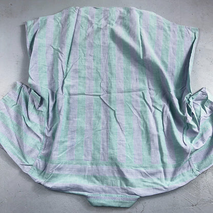 VTG 80s Campus Blue Green Boxy 3XL Short Sleeve Button Up Shirt Preppy Striped