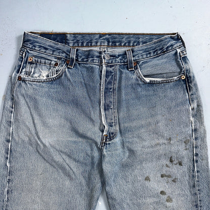 Levis 501 Vintage 90s USA XX Straight Leg Jeans 34x34 Blue Light Wash Act 31x32