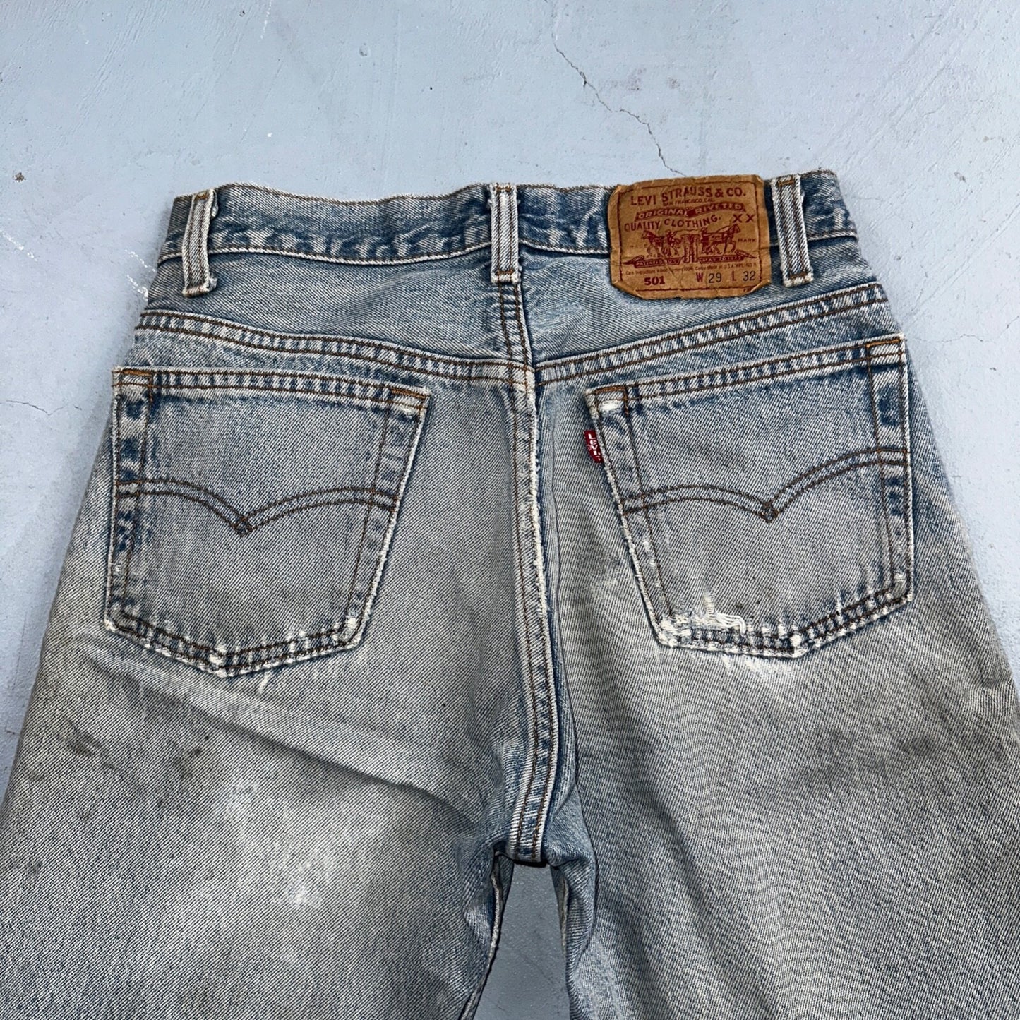 Levis 501 Vintage 90s USA XX Straight Leg Jeans Blue Light Wash 29x32 Act 28x31