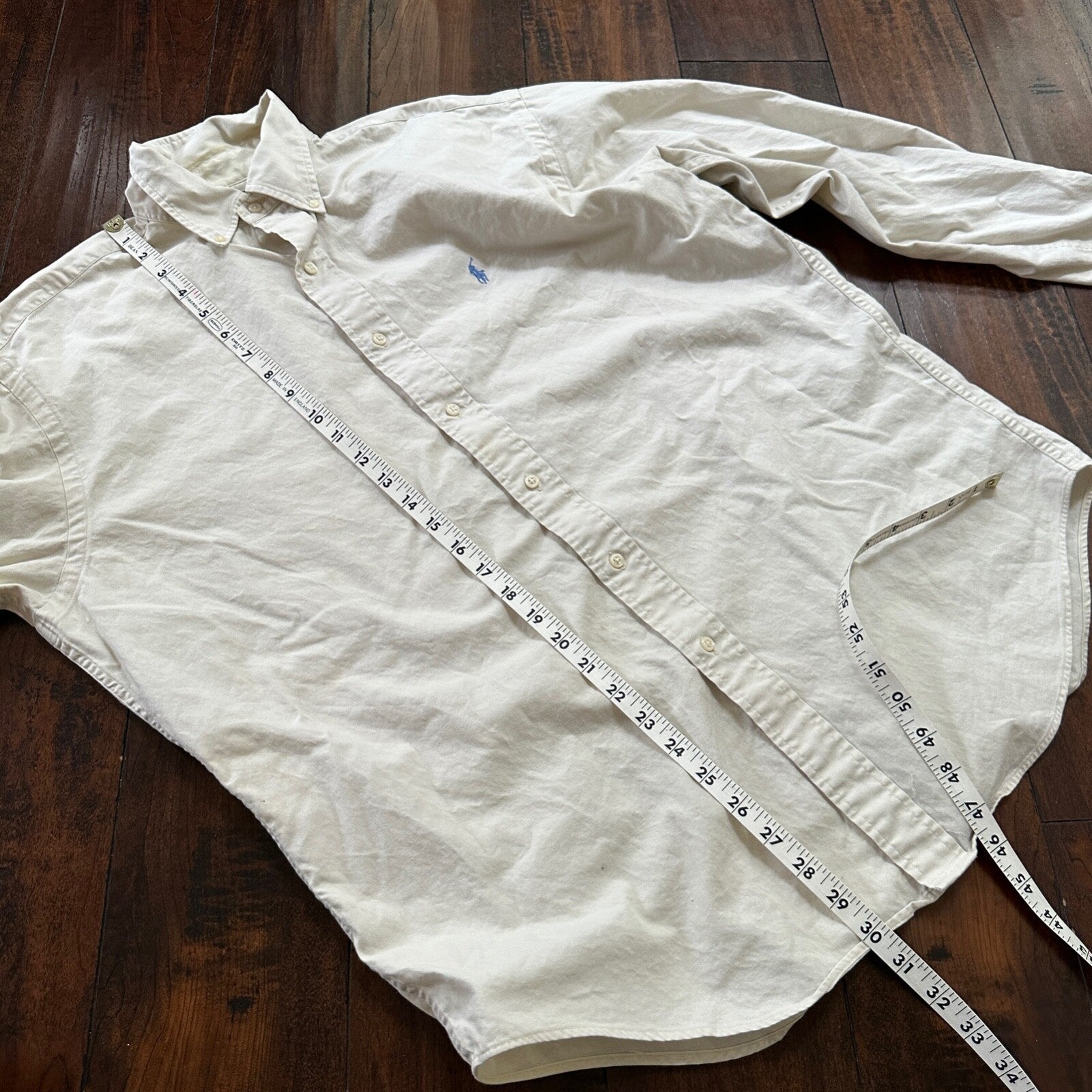 Polo Ralph Lauren Beige Button Down Work Shirt Dress Vtg Up Y2K 90s Western