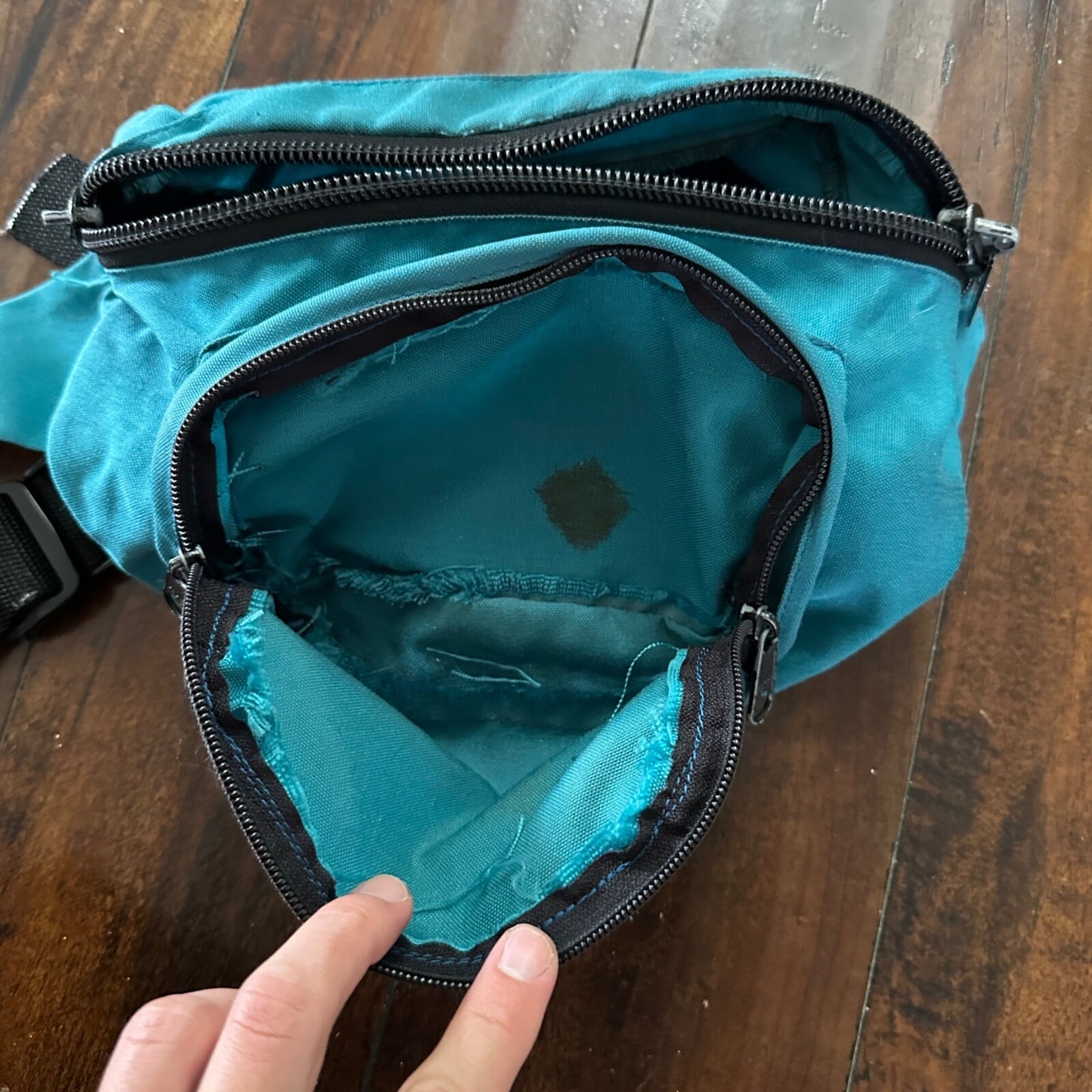 Vtg Large Blue Teal Fanny Waist Bag Pack Minimalistic Side 80s 90s Six Flags