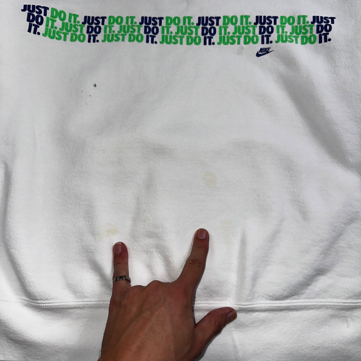 Nike VTG 90s Sweatshirt Crewneck Just Do It USA Logo 1990s White Jumper Gym