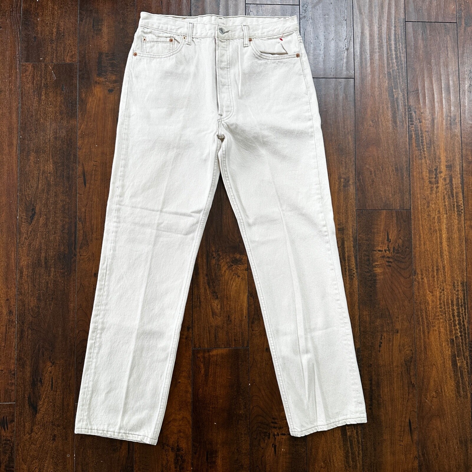 VTG 90s Levis 501 Button Fly 36x32 USA Tag Jeans Straight White XX Act 32x31