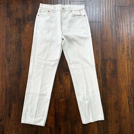 VTG 90s Levis 501 Button Fly 36x32 USA Tag Jeans Straight White XX Act 32x31