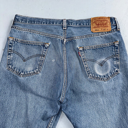 Levis 501 Vintage 90s USA XX Straight Leg Jeans Blue Light Wash 38x32 Act 34x28