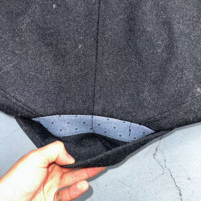 Nautica Men's Size L Double Breasted Wool Blend Collar Peacoat Black NWT $250