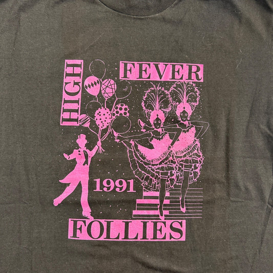 High Fever 90s VTG T Shirt Star USA Hanes 1991 Follies Balloons Dancers Music