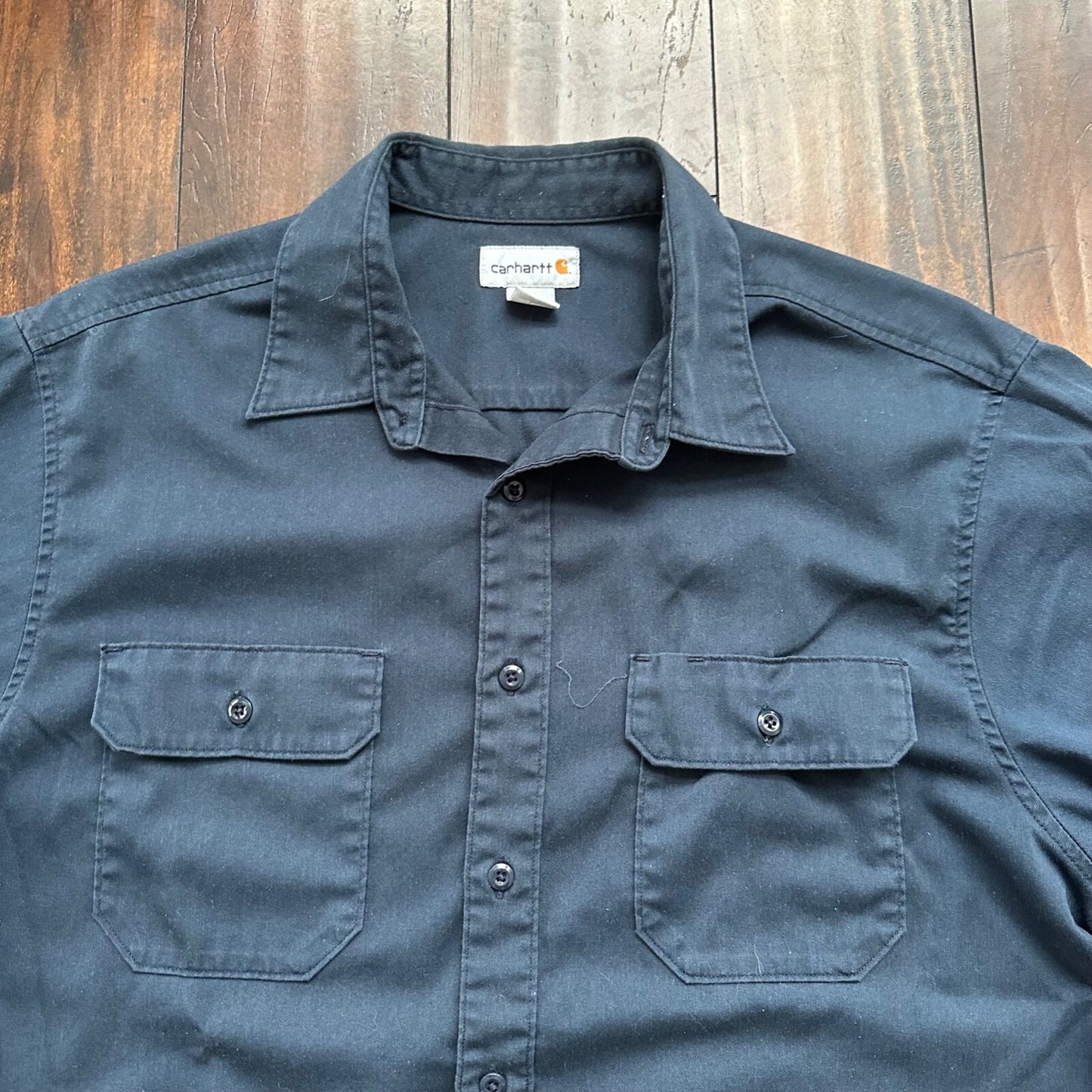 Carhartt Button Down Up Shirt Adult XL Tan Short Sleeve S223 NVY Men’s