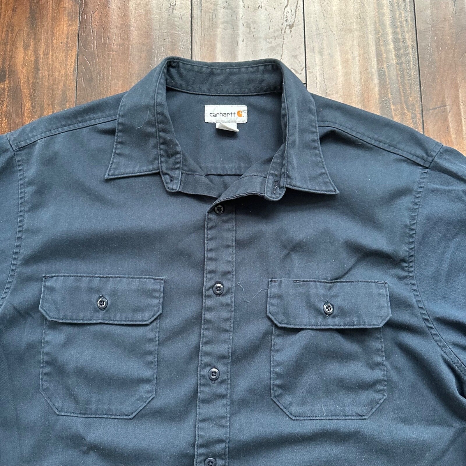 Carhartt Button Down Up Shirt Adult XL Tan Short Sleeve S223 NVY Men’s