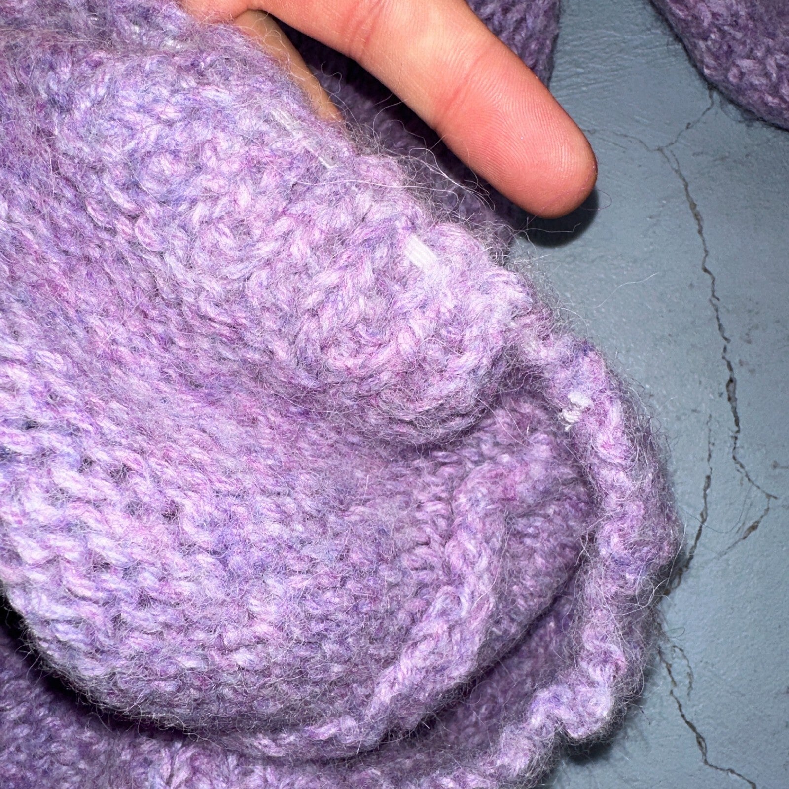 1970s VTG Sweater Cable Knit 70s 80s Purple Cute Warm Grandma Core Pull Over