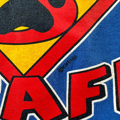 Super Staff Dog Print Superman Vintage T Shirt Marvel Blue Wolf Animals Love Rap