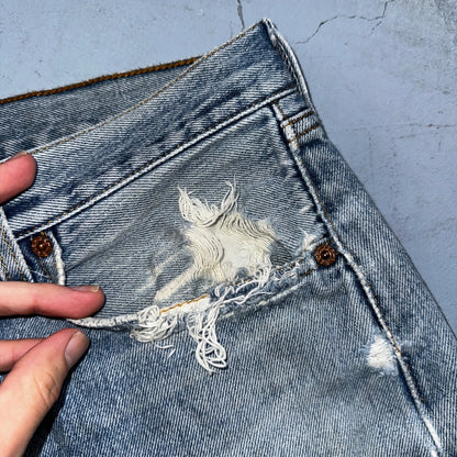 Levis 501 Vintage 90s XX Straight Leg Mexico Jeans 36x29 Light Wash Act 35x28