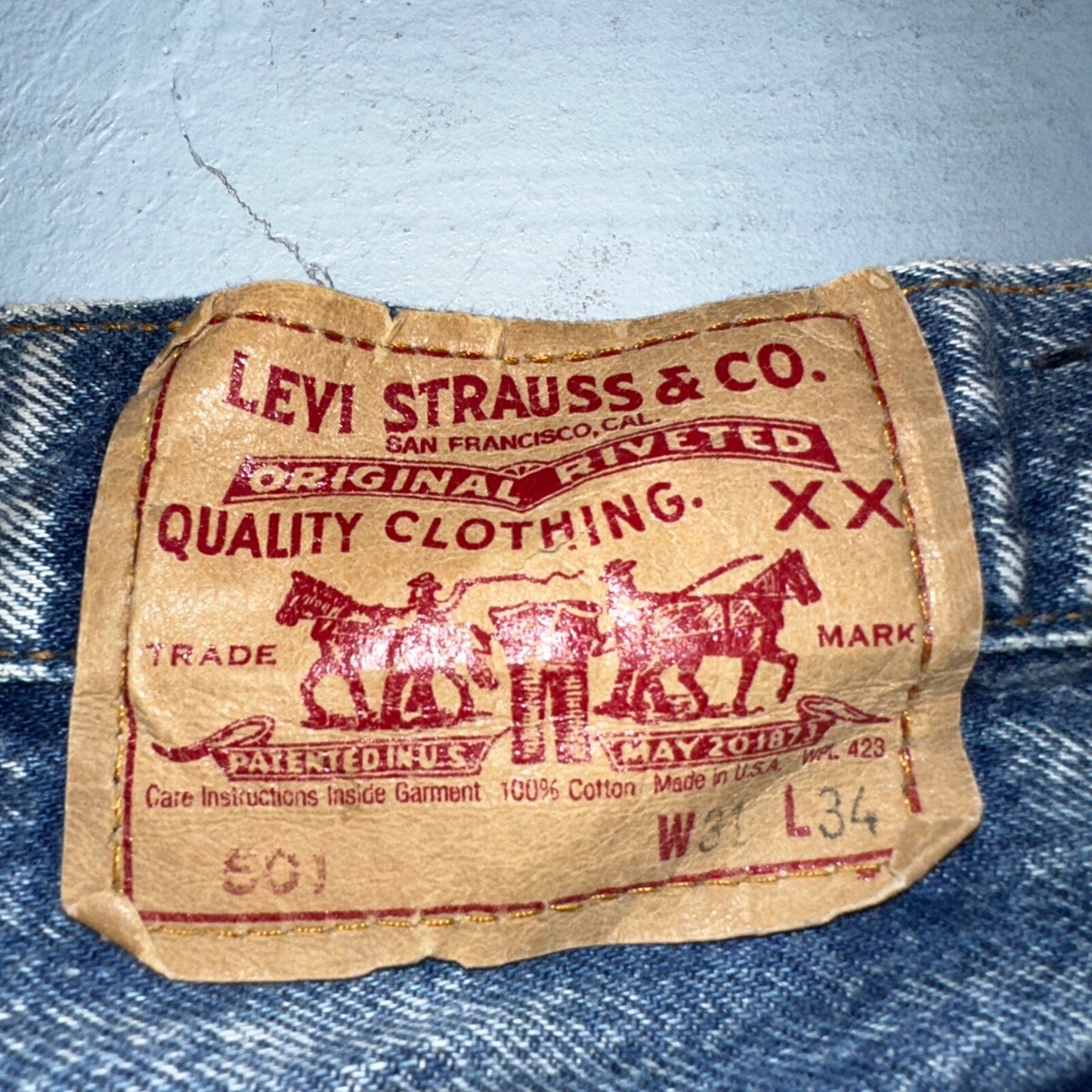Levis 501 Vintage 90s USA XX Straight Leg Jeans Blue Med Wash 31x34 Act 29x32