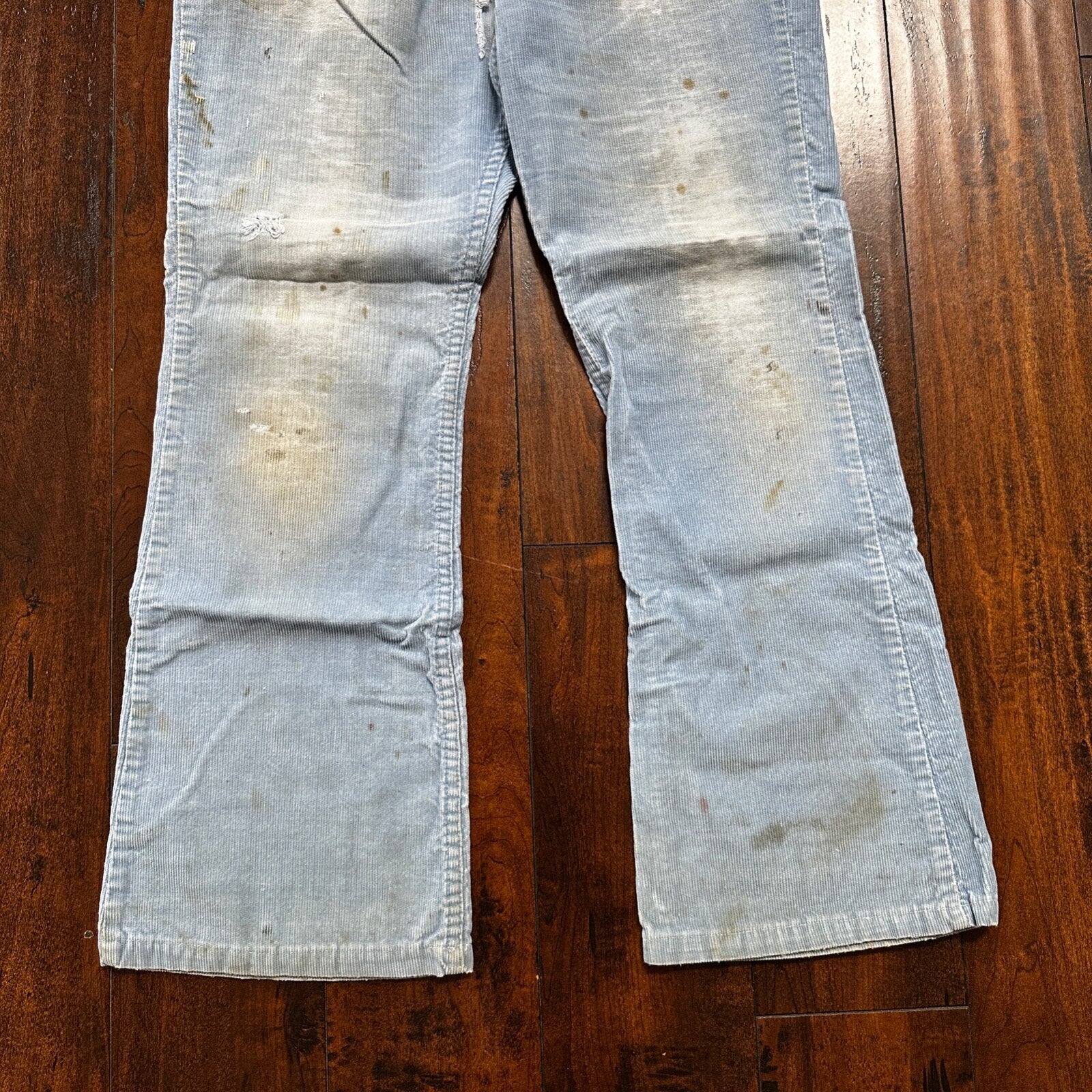 VTG 684 Corduroy Pants Bell Bottom USA 32x27 Boot Cut 1970s 70s Blue Talon