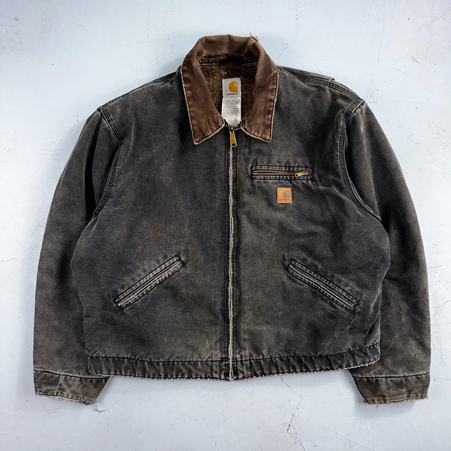 Carhartt VTG Detroit Jacket Men's 2XL Lined Blanket Workwear J97 BLK Thrashed