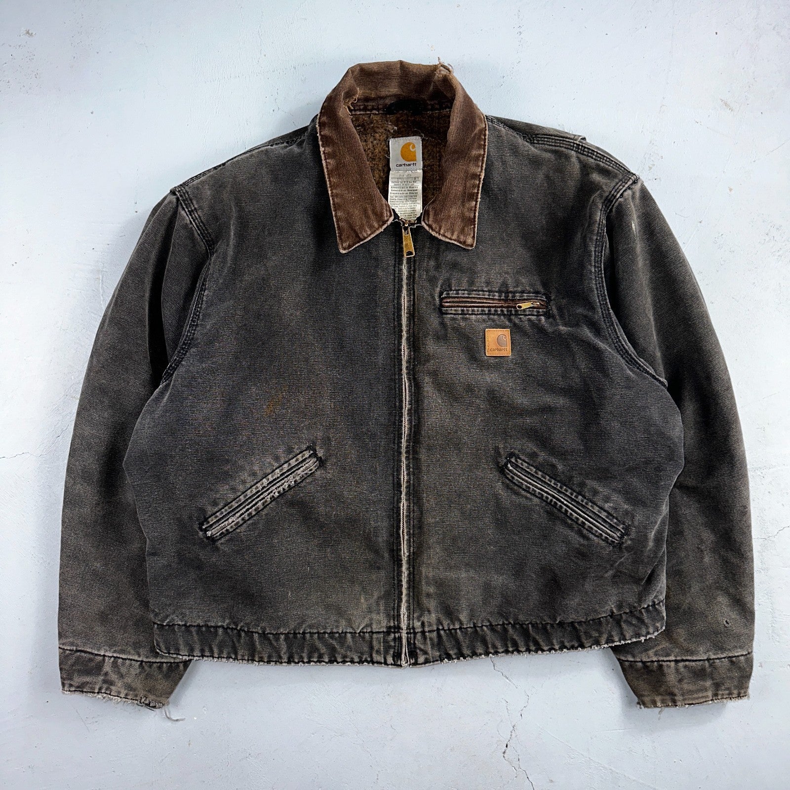 Carhartt VTG Detroit Jacket Men's 2XL Lined Blanket Workwear J97 BLK Thrashed