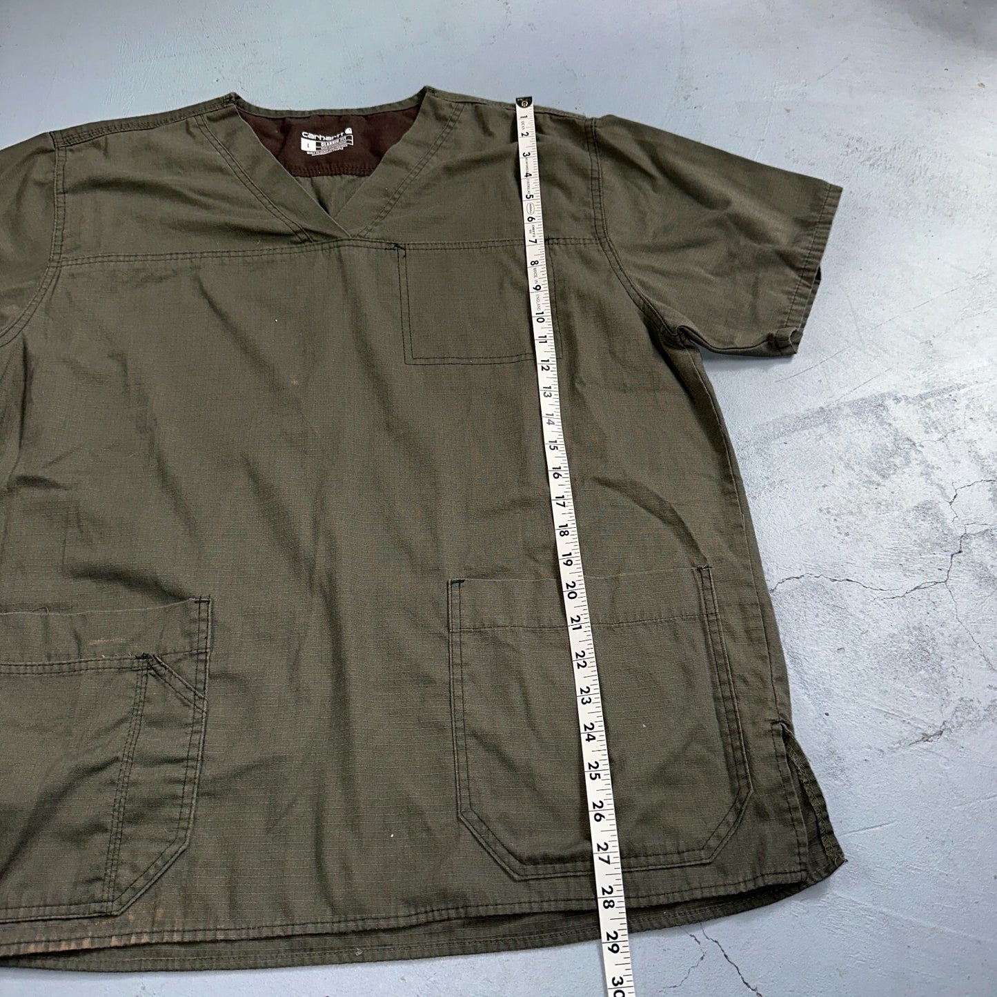 Carhartt C15208 Men's Scrub Top Shirt Multi Pocket Size L Olive Green