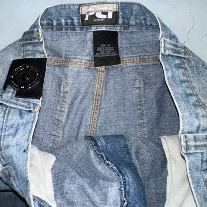 PCI PEAR CONNECTION Kenpa Blue Denim Baggy Skate Cargo Shorts Men Size 38 Y2K