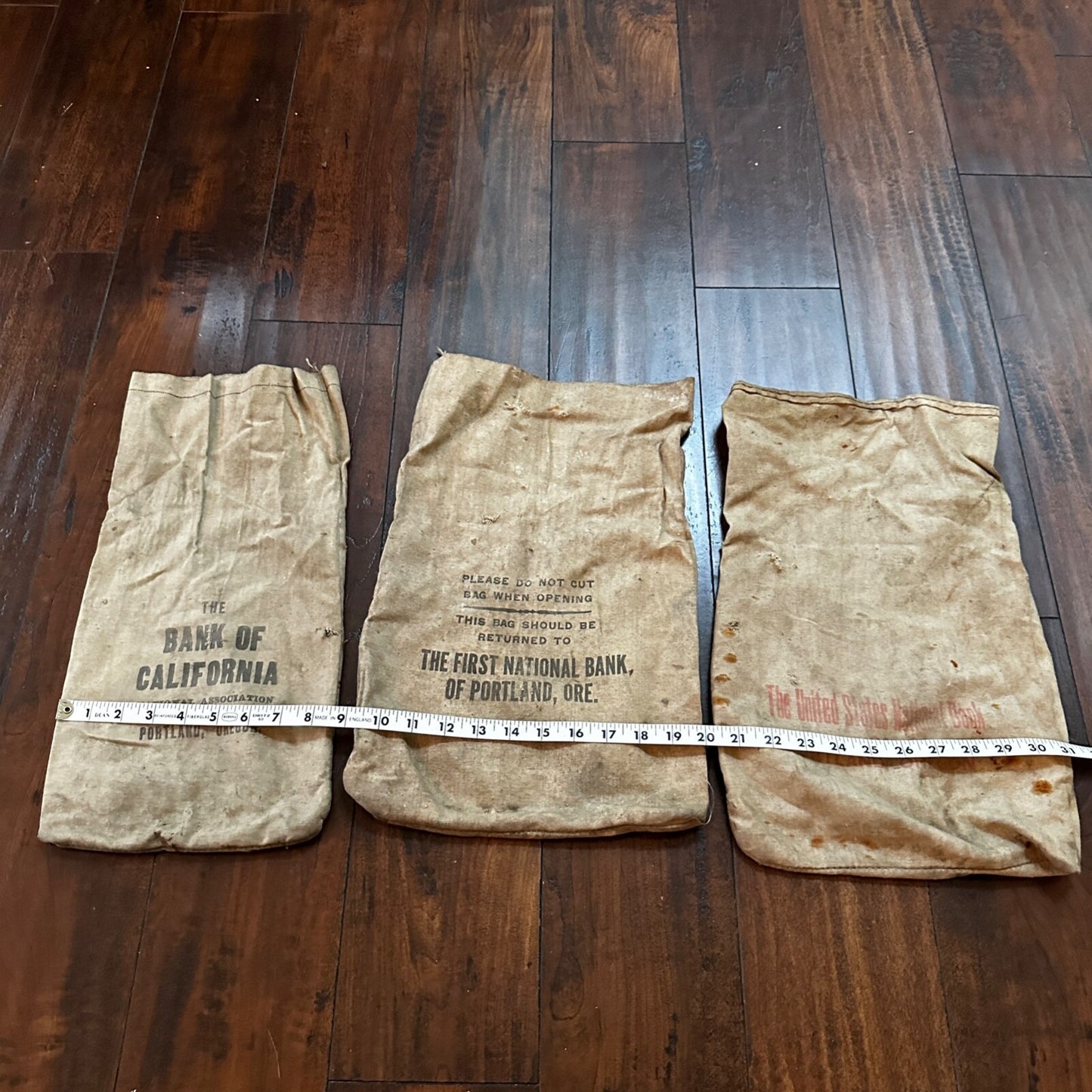 Vtg The First National Bank Money Bag Cloth Bag Portland Oregon California 1940s