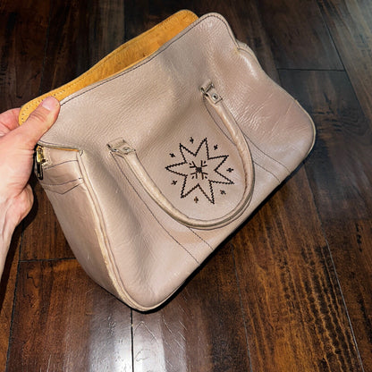 VTG 1950s Basic Hand Bag Purse Leather USA Talon Zip 50s 40s Rockabilly Cowboy