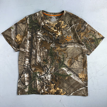 Realtree Camo Short Sleeve VTG Style T Shirt Hunting Trees Camoflauge Y2K Sz XL