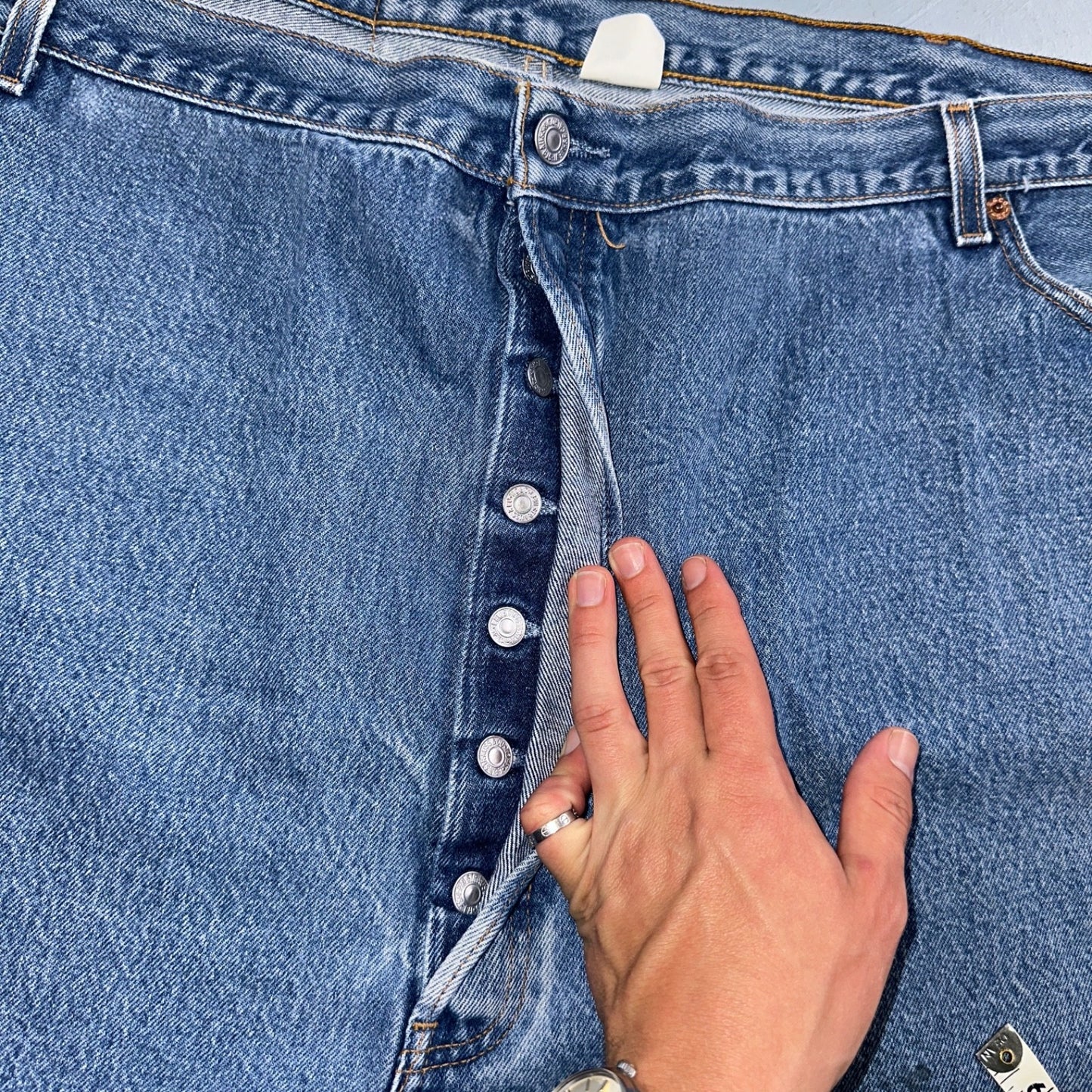 Levis 501 Vintage 90s Mex XX Straight Leg Jeans Blue Light Wash 56x32 Act 50x28