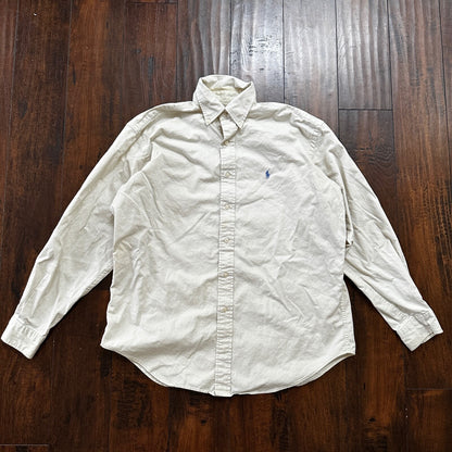 Polo Ralph Lauren Beige Button Down Work Shirt Dress Vtg Up Y2K 90s Western
