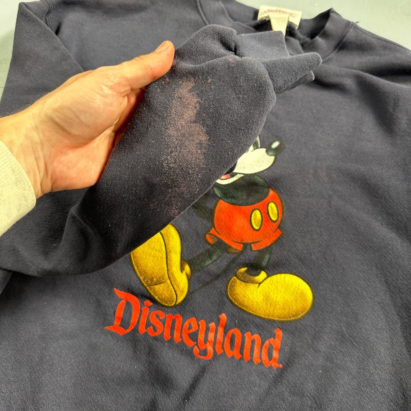 Disney Mickey Mouse VTG Sweatshirt Size XL Navy Crewneck Disneyland USA 90s