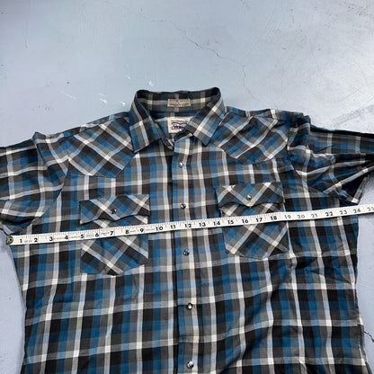 Levis VTG 1980s Pearl Snap Button Shirt Mens L Plaid 80s Cowboy Shirt Korea LS