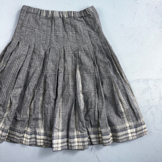 Gray Plaid Original Vintage Wool Pleated Skirt Rockabilly 1960s 50s 60s 26 Waist