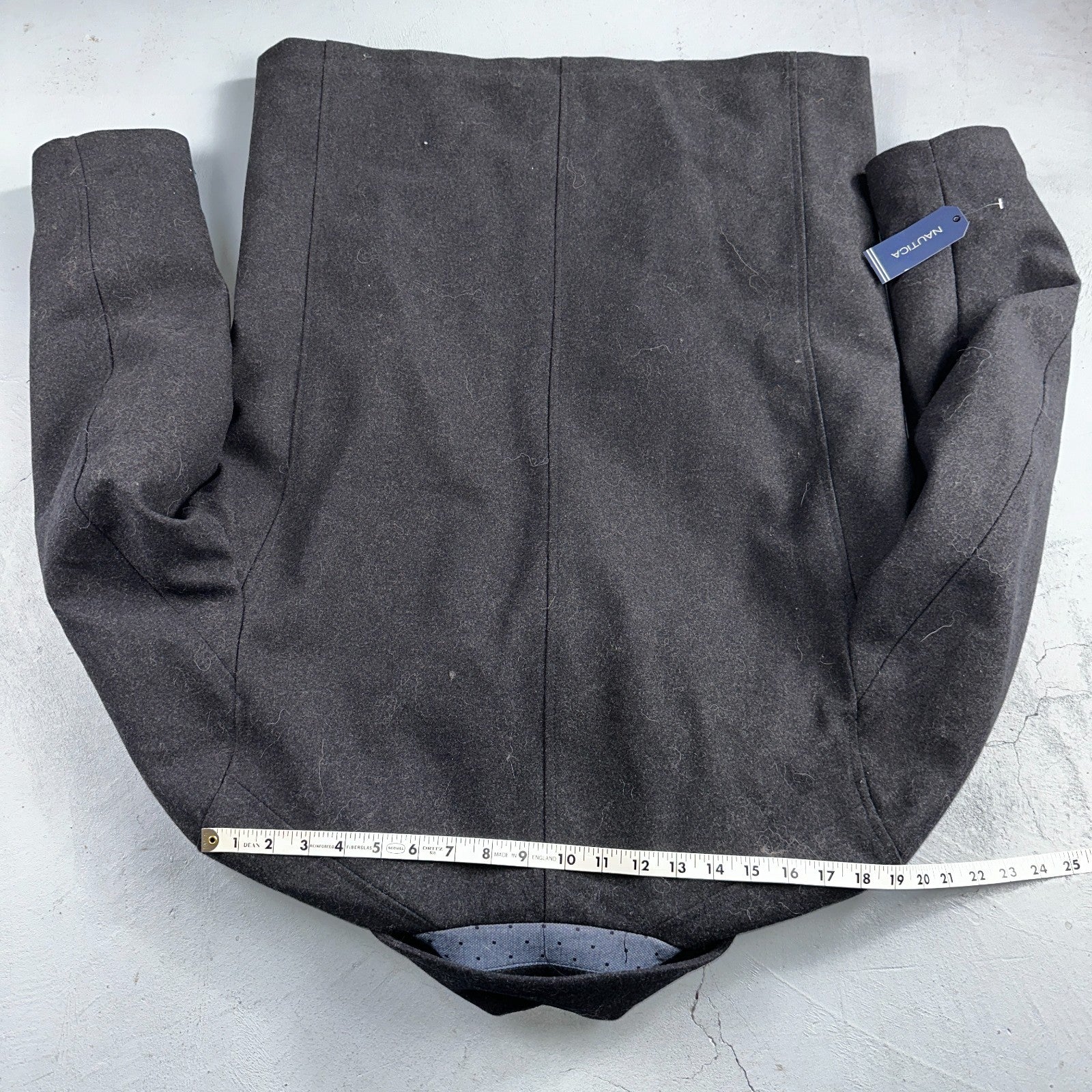 Nautica Men's Size L Double Breasted Wool Blend Collar Peacoat Black NWT $250