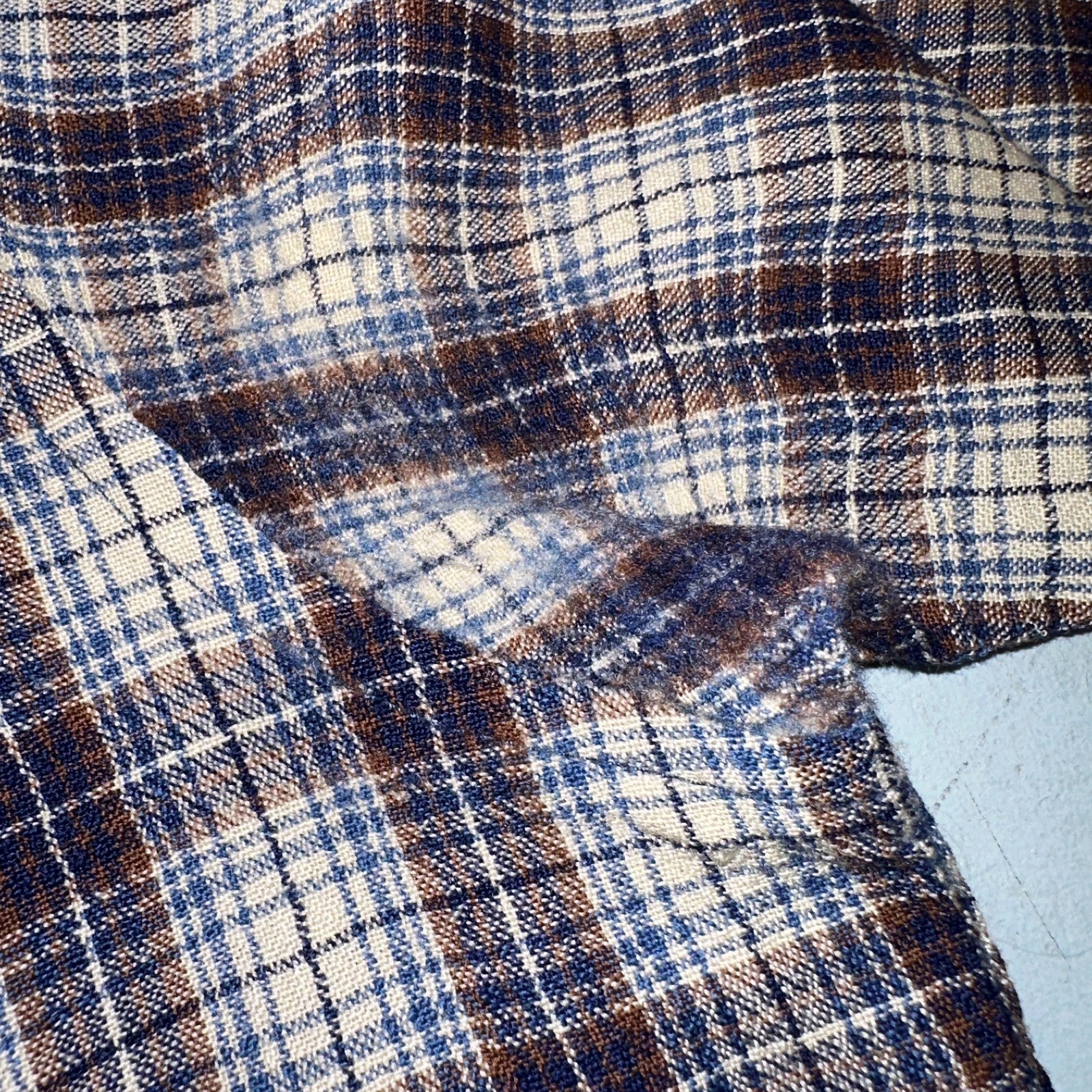 Vintage Pendleton Shirt Mens M Wool Plaid Flannel USA Button 1970s 70s Brown