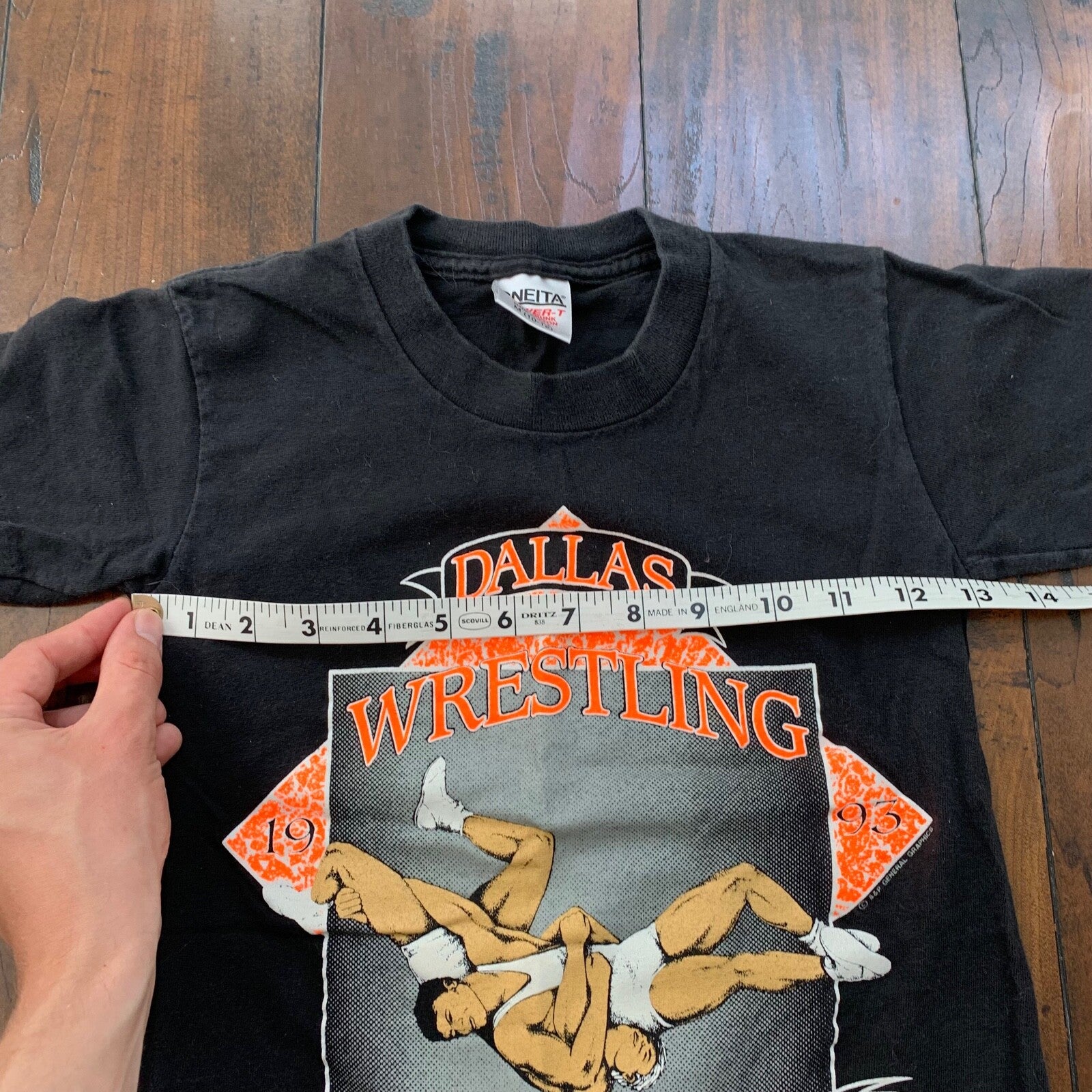 Oneita KIDS Dallas Wrestling Fight Vintage T Shirt Dallas Oregon Texas Boys M