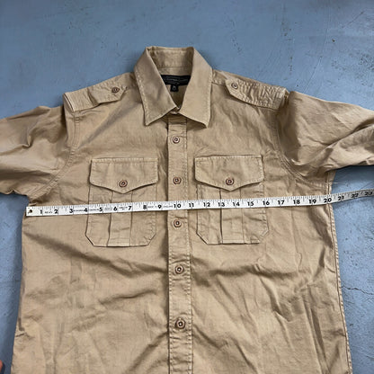J Peterman Shirt Mens M Khaki Officer & Gentleman Field Shirt Safari Outdoor VTG