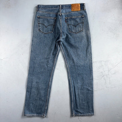 Levis 501 Vintage 90s Y2K XX Straight Leg Jeans Blue Light Wash 34x30 Act 31x29