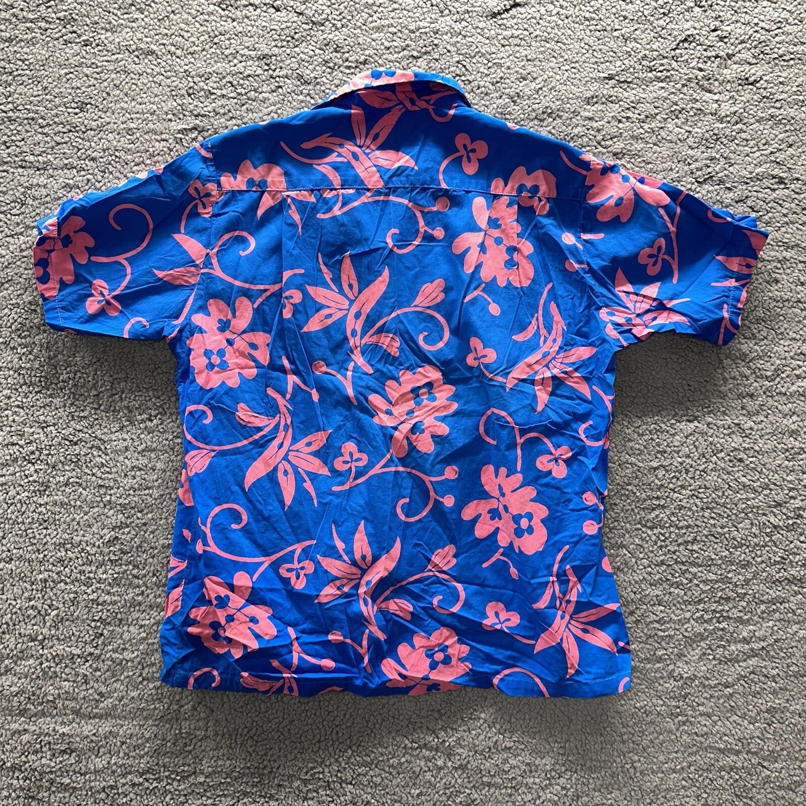 Vintage 50s Hawaiian Aloha Print Shirt Rockabilly Honolulu 60s Button USA Pink