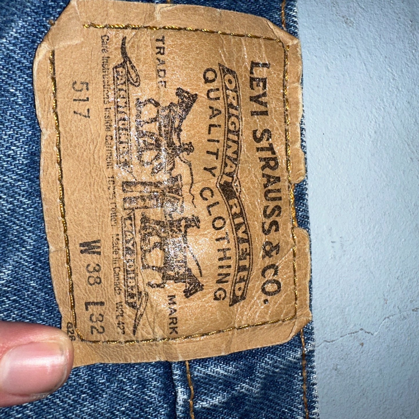 Levis 517 Vintage 90s Canada Orange Tab Bootcut Flare Blue Worn Jeans Act 38x30