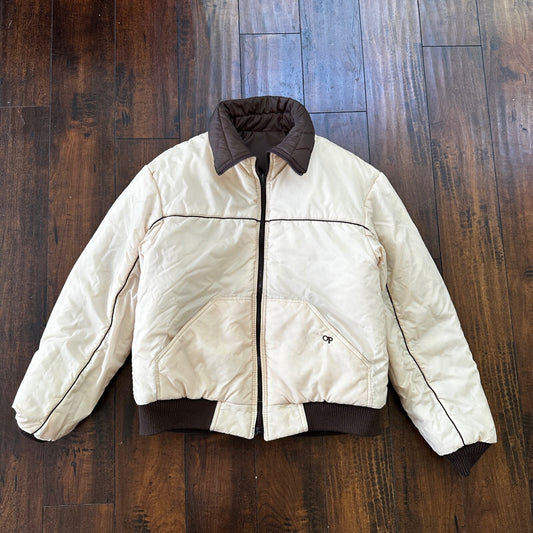 VTG Reversible Ocean Pacific Brown Insulated Puffer Jacket Double Sided 70s 80s