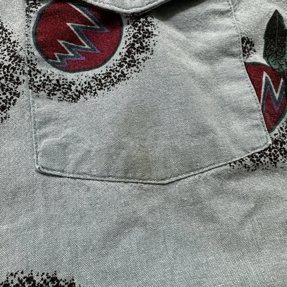 Wrangler VTG Aztec All Over Print Cowboy Cut Button Up Shirt Mens 16.5 USA